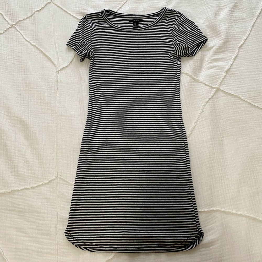 Striped Bodycon Cap Sleeve Dress